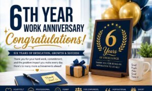6th Year Work Anniversary Wishes